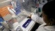 A health worker in Haiti tests blood samples. (file) 