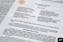 FILE - The letter from Attorney General William Barr to Congress on the conclusions reached by special counsel Robert Mueller in the Russia probe, March 24, 2019.