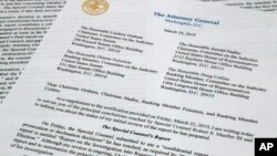 FILE - The letter from Attorney General William Barr to Congress on the conclusions reached by special counsel Robert Mueller in the Russia probe, March 24, 2019.