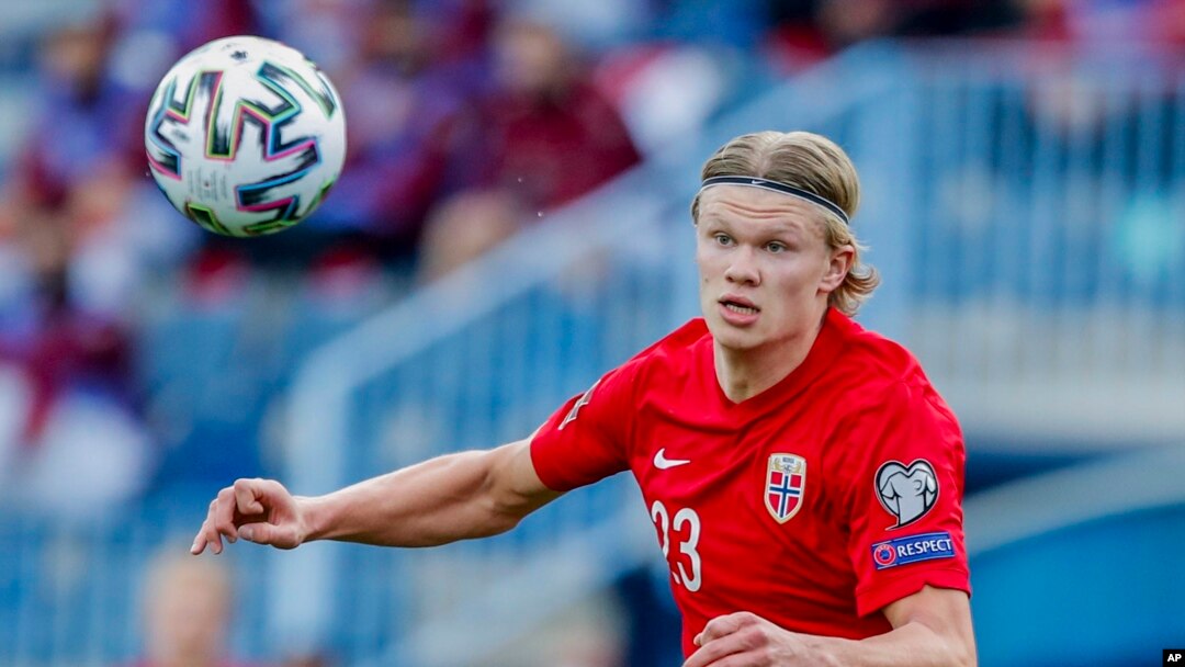 Dan wasan Norway/ Manchester City, Erling Haaland (AP)