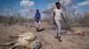 FILE - The children of herders walk past cattle carcasses in the desert near Dertu, Wajir County, Kenya, Oct. 24, 2021. 
