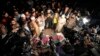People attend the funeral of Sadaf Naeem, 36, a television journalist, in Lahore, Pakistan, Oct. 31, 2022. Naeem was crushed to death Sunday while covering a political march led by former Prime Minister Imran Khan.