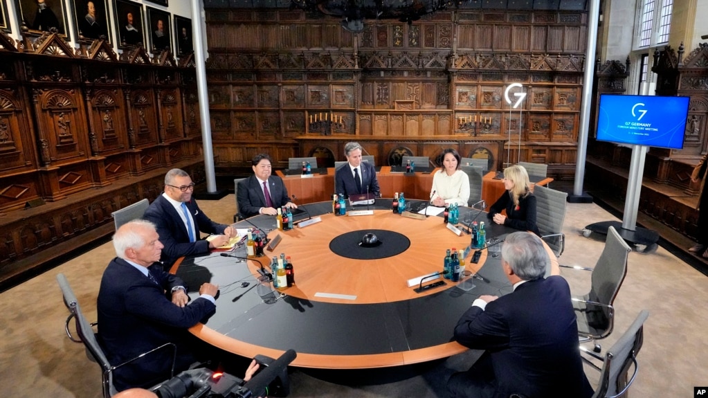 七国集团的外交部长们在德国明斯特出席七国集团外长会议。（2022年11月3日）(photo:VOA)