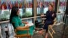 Acting Assistant Secretary for Global Public Affairs Elizabeth Trudeau talks with VOA's Navbahor Imamova, at the State Department in Washington, Oct. 28, 2022. (VOA)