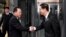 In this photo provided by S. Korea Unification Ministry, S. Korean Vice Unification Minister Chun Hae-sung, right, shakes hands with the head of N. Korean delegation Jon Jong Su before their meeting at Panmunjom in the Demilitarized Zone in Paju, South 