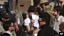 Movie director Kathryn Bigelow on the set of her film "Zero Dark Thirty"