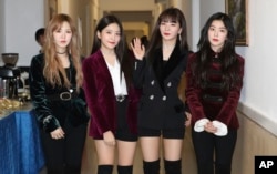 South Korean girl band Red Velvet is seen after its performance in Pyongyang, North Korea, April 1, 2018.