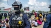 Louisville, Kentucky Metro police patrol during Black Lives Matter protest. 