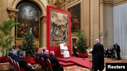 El papa Francisco en su discurso anual ante el cuerpo diplomático acreditado ante El Vaticano.