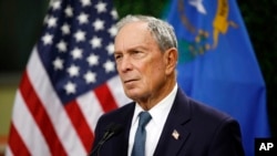 FILE - Former New York City Mayor Michael Bloomberg speaks at a news conference at a gun control advocacy event in Las Vegas, Feb. 26, 2019.