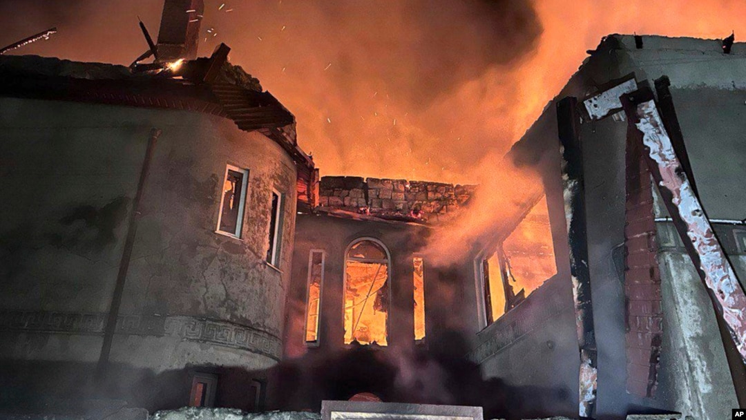 This photo provided by the head of the Odesa Regional Military Administration, Oleh Kiper, shows the site of a Russian attack in Odesa, Ukraine, on Nov. 8, 2024.