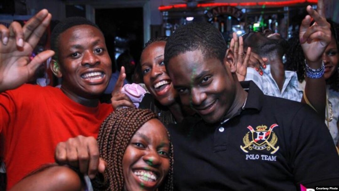 Crew and friends mug the camera at Celebrations, a club where Moonlight Café produces RSVP, smaller entertainment venue featuring new artists. (Courtesy Moonlight Cafe)
