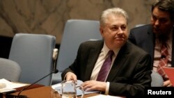 Ambasaderi wa Ukraine muri ONU, Volodymyr Yelchenko mu nama ya ONU ijejwe amahoro n'umutekano.