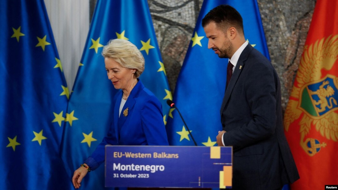 Ursula fon der Lajen, predsednica Evropska komisije i Jakov Milatović, predsednik Crne Gore (Foto: REUTERS/Stevo Vasiljevic)