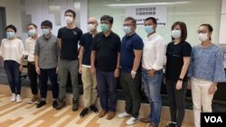 香港8大新闻工会代表联合反对警方修改警察通例。 (美国之音/汤惠芸)