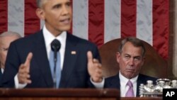 Speaker of the House John Boehner reacts as President Barack Obama delivers his State of the Union address to a joint session of Congress on Capitol Hill on Tuesday, Jan. 20, 2015.