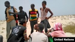UN Migration Agency staff assist Somali, Ethiopian migrants who were forced into the sea by smugglers.