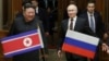 FILE - Russian President Vladimir Putin and North Korean leader Kim Jong Un are pictured at the Pyongyang Sunan International Airport outside Pyongyang, North Korea, June 19, 2024. (Kremlin pool photo via AP)