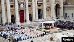 A general view as Pope Francis attends a Mass for the beatification of Pope John Paul I, in St. Peter's Square at the Vatican, Sept. 4, 2022.