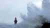 High wave hits a port caused by typhoon Hinnamnor on Jeju island, South Korea, Sept. 4, 2022. 