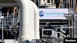 FILE - Pipes at the landfall facilities of the Nord Stream 1 gas pipeline are pictured in Lubmin, Germany, March 8, 2022. 