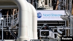 FILE - Pipes at the landfall facilities of the Nord Stream 1 gas pipeline are pictured in Lubmin, Germany, March 8, 2022. 