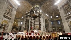Pope Francis leads mass on New Year's Day, Saint Peter's Basilica, the Vatican, Jan. 1, 2016.