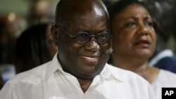 Le président élu du Ghana Nana Akufo-Addo sourit lors d’un rassemblement après sa victoire à l’élection présidentielle, 9 décembre 2016.