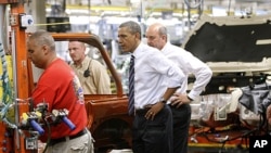 President Barack Obama tours Chrysler Group's Toledo Supplier Park in Toledo, Ohio, June 3, 2011