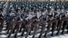 Tentara berbaris dalam parade peringatan 70 tahun berdirinya Korea Utara di Pyongyang, Korea Utara, pada 9 September 2018. (Foto: AP)