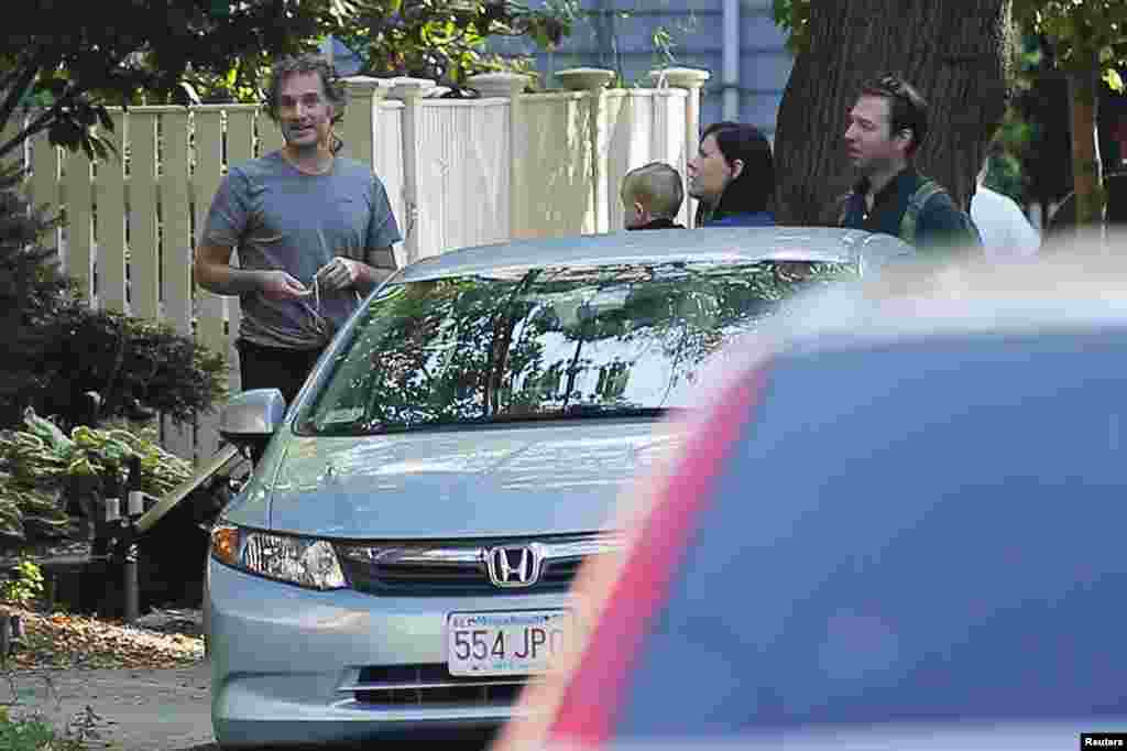 Peter Theo Curtis, 45, stands outside his mother&#39;s home in Cambridge, Massachusetts. Curtis spent two years as a captive of al-Nusra Front, an affiliate of al-Qaida in Syria,&nbsp; Aug. 27, 2014.