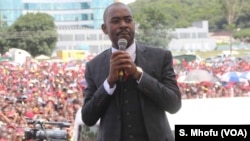 Movement for Democratic Change (MDC) acting leader Nelson Chamisa addresses party supporters in Harare, Zimbabwe, Feb. 19, 2018.