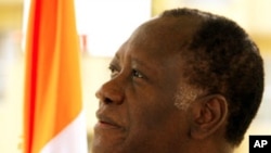 Ivory Coast's presidential claimant Alassane Ouattara at his headquarters in Abidjan, 20 Jan 2011