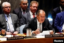 Russian Foreign Minister Sergei Lavrov speaks during a meeting of the United Nations Security Council to address the situation in the Middle East during the 71st session of the U.N. General Assembly at U.N. headquarters in New York, U.S., Sept. 21, 2016.