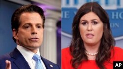 White House communications director Anthony Scaramucci, left, and White House press secretary Sarah Huckabee Sanders.