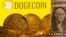 Representasi mata uang kripto dan uang kertas satu dolar AS terlihat di depan logo Dogecoin (foto: ilustrasi). 