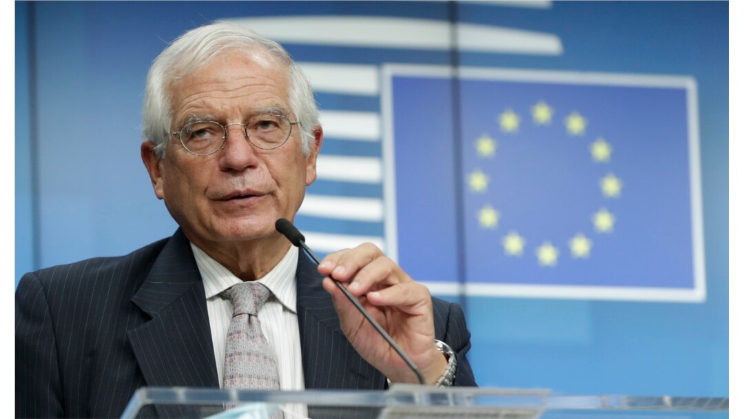 Perwakilan Tinggi Uni Eropa untuk Urusan Luar Negeri dan Kebijakan Keamanan Josep Borrell dalam konferensi pers di Brussel, 21 September 2020.
