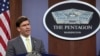 FILE - U.S. Secretary of Defense Mark Esper speak during a news conference at the Pentagon in Washington, Jan. 27, 2020.