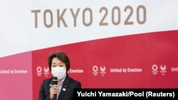 Seiko Hashimoto, présidente des JO de Tokyo 2020 lors d'une conférence de presse, Japon, le 18 février 2021.
