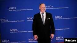FILE - Former White House Press Secretary Sean Spicer arrives for the annual White House Correspondents Association Dinner in Washington, April 27, 2019. 