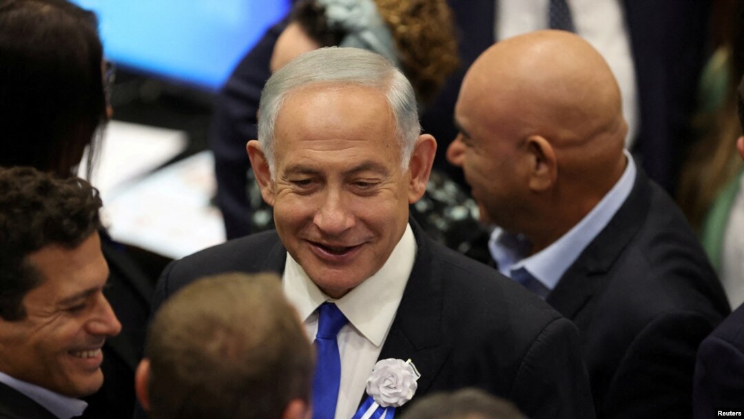 Israeli Prime Minister-designate Benjamin Netanyahu is seen during the swearing-in ceremony for the new parliament the 25th Knesset in Jerusalem, Nov. 15, 2022.