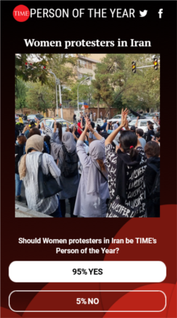 زنان معترض ایرانی در فهرست گزینه‌های مجله تایم برای شخصیت سال