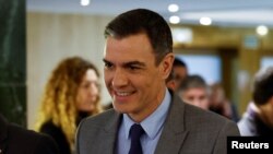 FILE - Spanish Prime Minister Pedro Sanchez arrives to attend the 68th annual session of the NATO Parliamentary Assembly in Madrid, Nov. 21, 2022.
