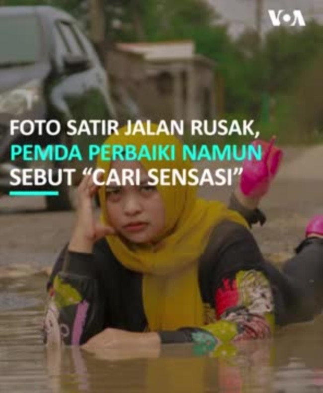 Foto Satir Kritik Jalan Rusak, Pemda Perbaiki Tapi Sebut "Cari Sensasi"