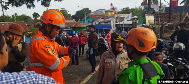 Suasana Kota Cianjur setelah digoyang gempa berkekuatan 5,6 skala richter pada Senin (21/11) pukul 13.21 WIB. (Foto: Courtesy/Basarnas)