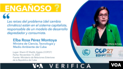 Elba Rosa Pérez, ministra de Ciencia, Tecnología y Medio Ambiente de Cuba brinda discurso ante la COP27. 