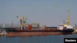 FILE: A view of the Comorian-flagged general cargo ship "Kubrosli Y." in the sea port in Odesa after restarting grain export, as Russia's attack on Ukraine continues, Ukraine August 19, 2022