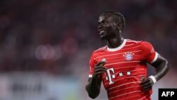 FILE - Bayern Munich's Senegalese forward Sadio Mane reacts during the German Supercup football match between RB Leipzig and FC Bayern Munich in Leipzig, July 30, 2022.