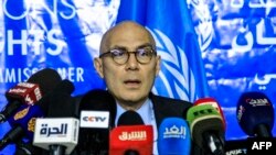 The United Nations Human Rights Commissioner Volker Tuerk speaks at a press conference in the Sudanese capital Khartoum, Nov. 16, 2022, at the conclusion of his visit to the country.