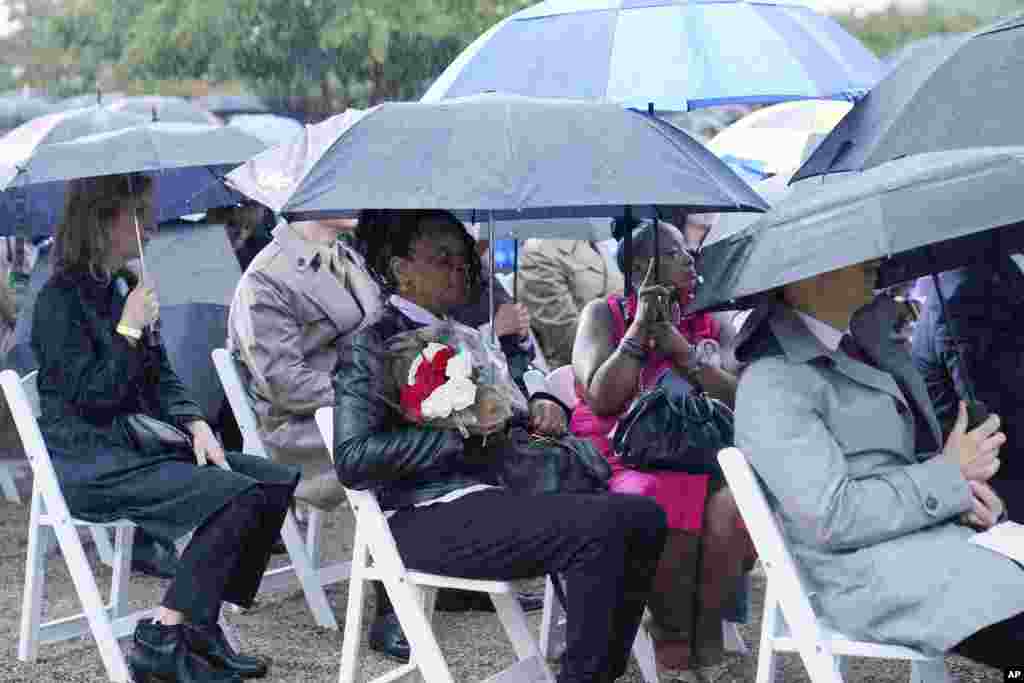 Family members attend a ceremony at the Pentagon in Washington, Sept. 11, 2022, to honor and remember the victims of the 9/11 terror attack.